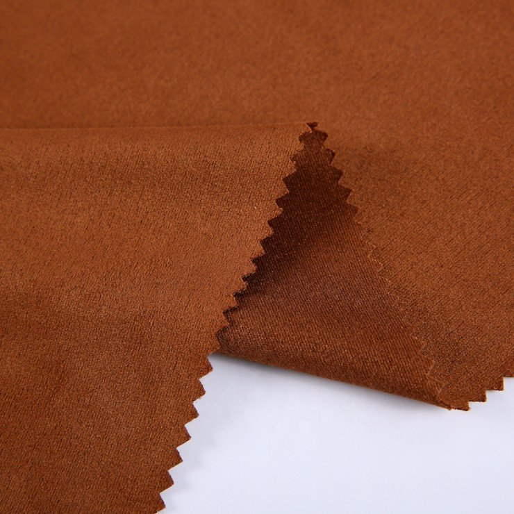 Factory Price Brown Interlock Knitted weft Suede Roll Micro Polyester Fabric Price Per Meter