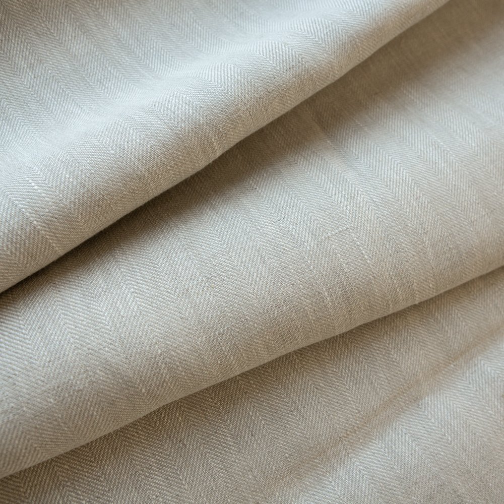 285 GSM 100% Linen Twill Weave Herringbone Natural Fabric Breathable Organic Printed Shirt Fabric Roll High Quality Home Use