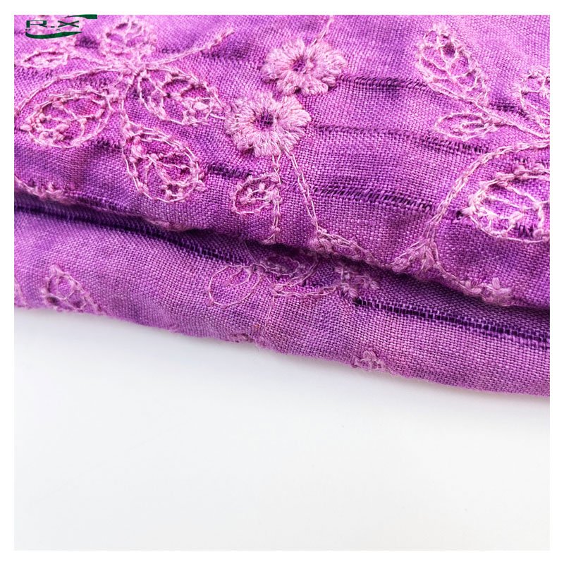 Custom wholesale high quality 100% pure linen floral embroidered woven tablecloth curtain Plain fabric