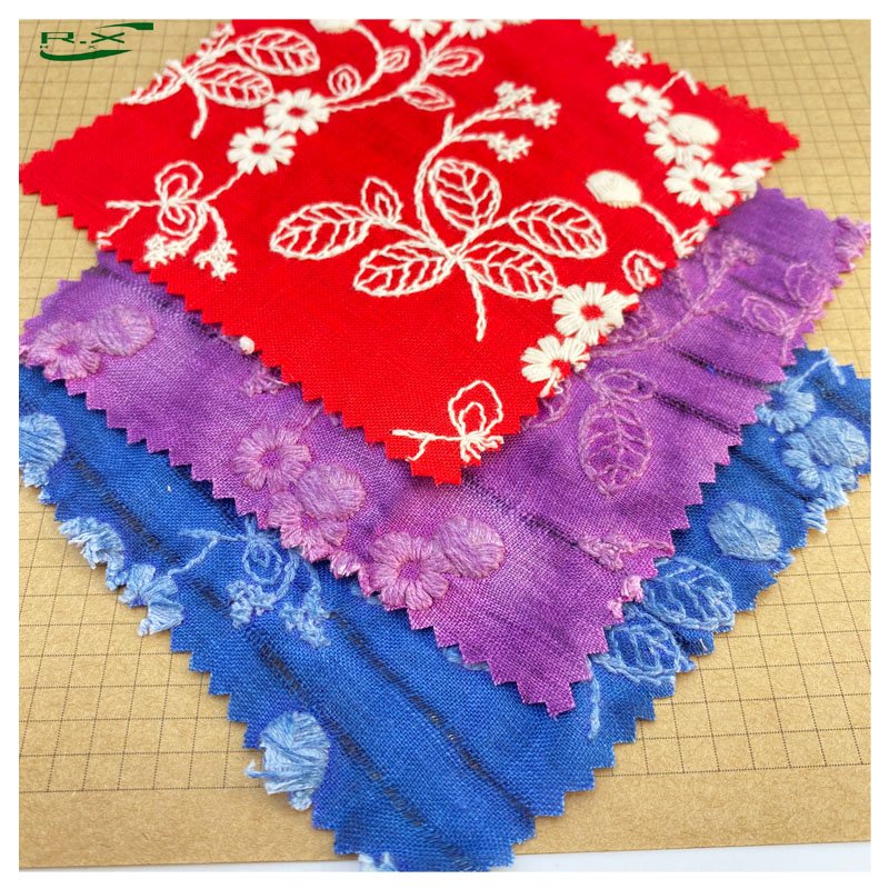 Custom wholesale high quality 100% pure linen floral embroidered woven tablecloth curtain Plain fabric