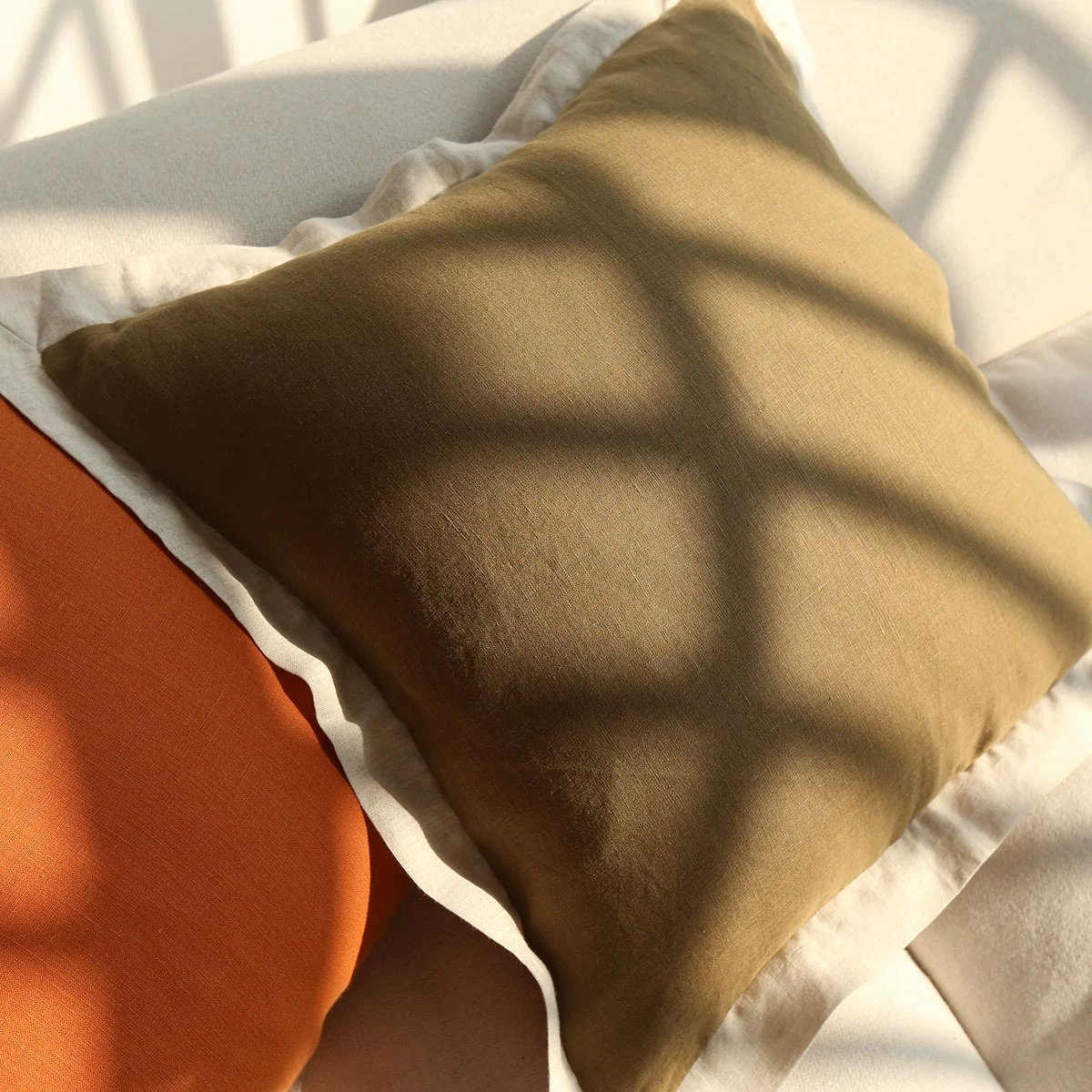 color-border100% linen pillowcase set housewife style envelope pillowcase pillowslip with ties soft and comfortable