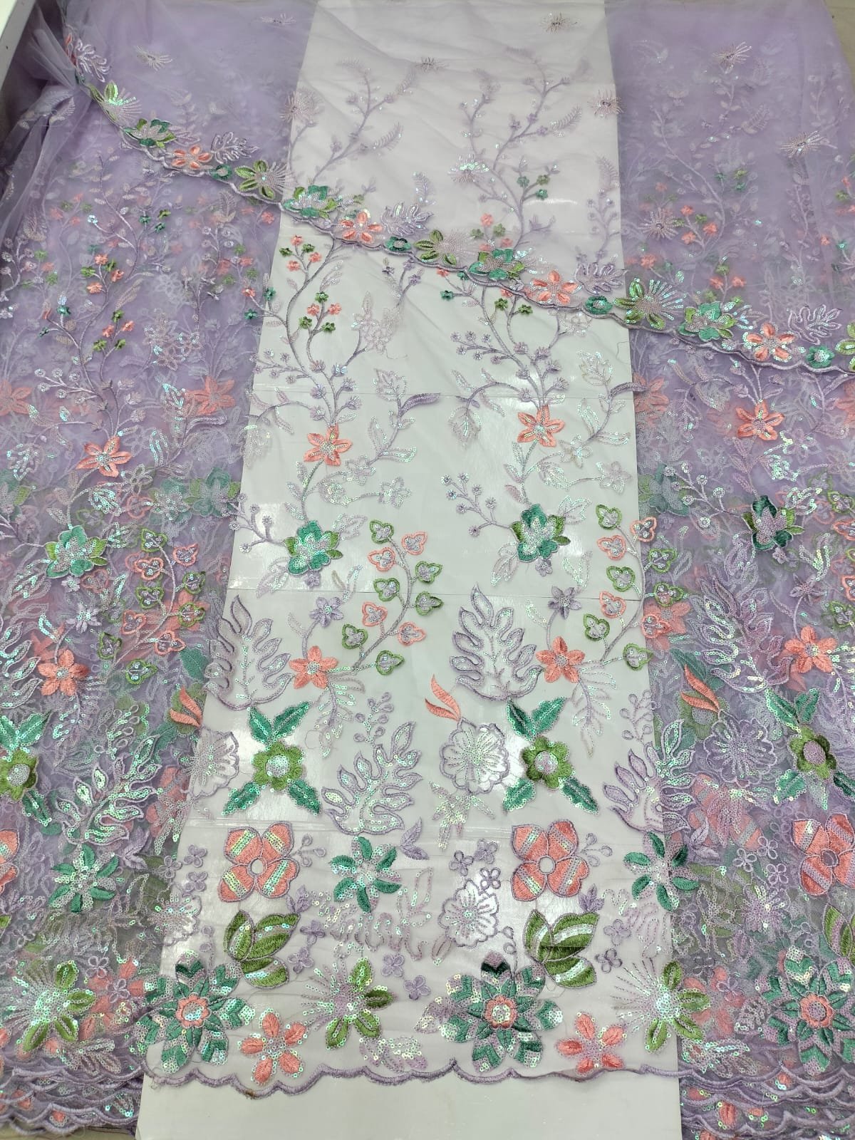 High on Demand Indian Embroidery Sequence Net Fabric Woven Pattern Plain Design for Bridal Dress Making Manufacturer Supplier