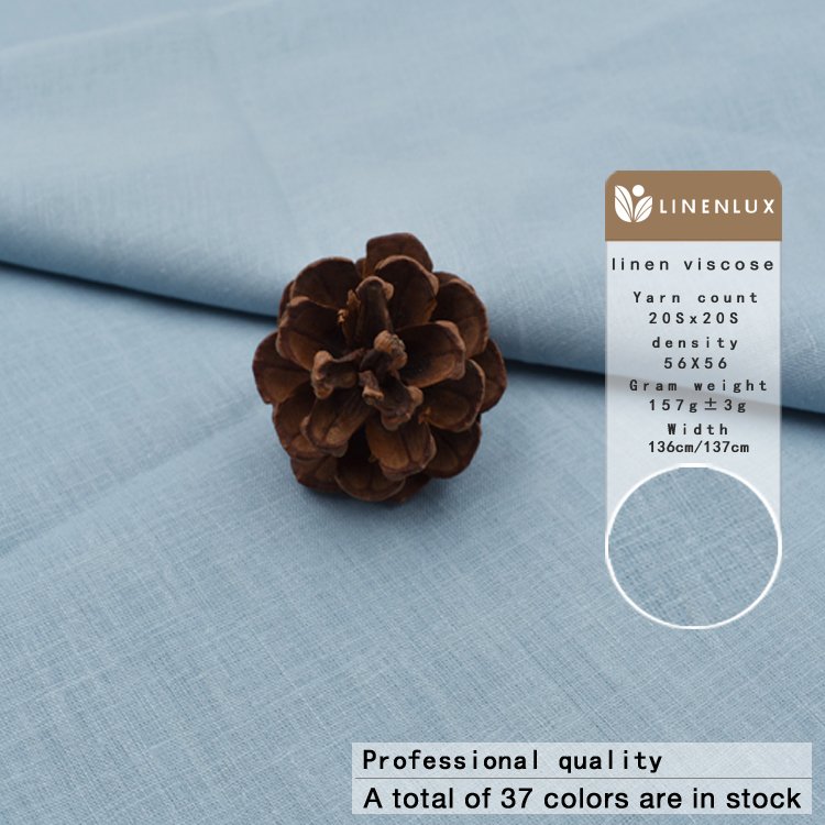 Hot selling spring summer custom multiple colors plain fabrics women men white shirting material viscose linen fabric for shirt
