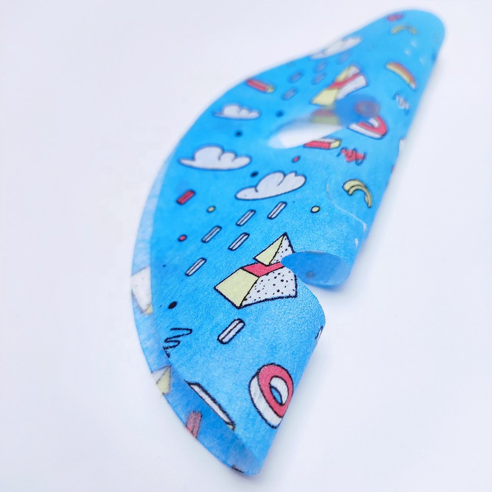 Multicolor Cartoon Pattern Printing Facial Mask Sheet for Kids, Children - Made with 100% Cotton