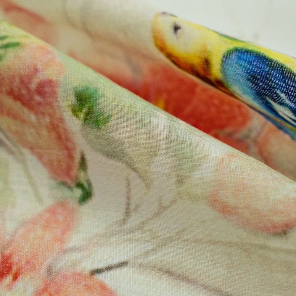 Linen rayon tencel fabric woven custom digital printing floral 100% linen fabric for clothing garment