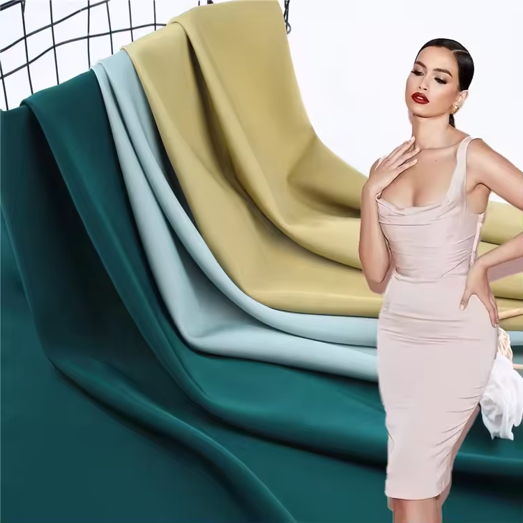 elastic 100% POLYESTER FABRIC WHOLESALE SOFT bridal SATIN FABRICS FOR EVENING DRESSES