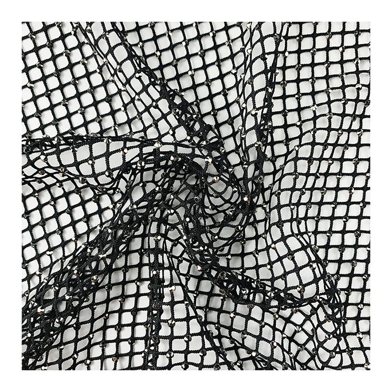 Top quality Embroidery piece mesh cloth hot drill 100% polyester Embroidery fabric for full dress