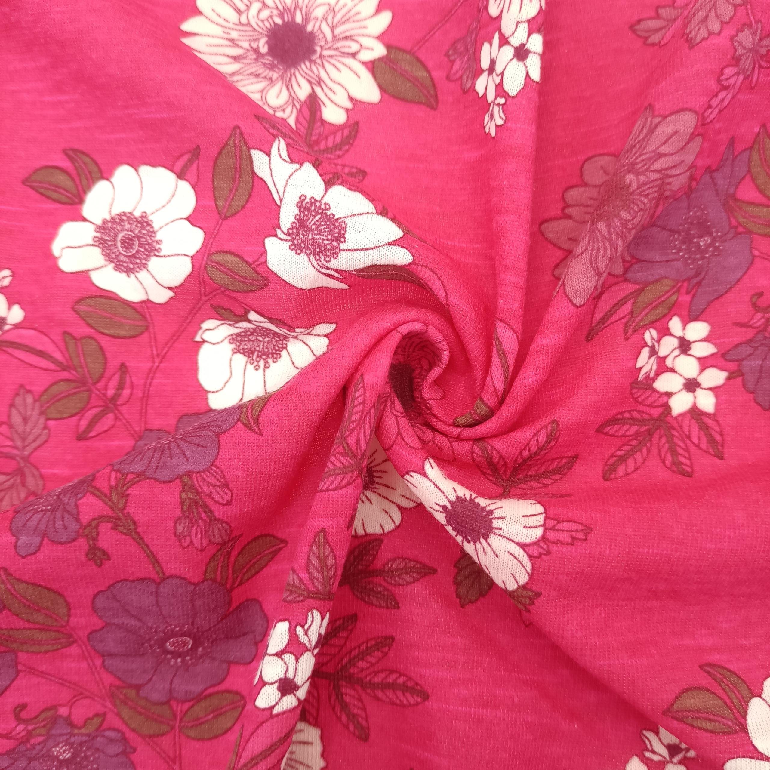 Shaoxing Yunda Custom Pattern 140 Gsm Floral Linen Fabric Knit Jersey Fabric Linen Fabric For Garment