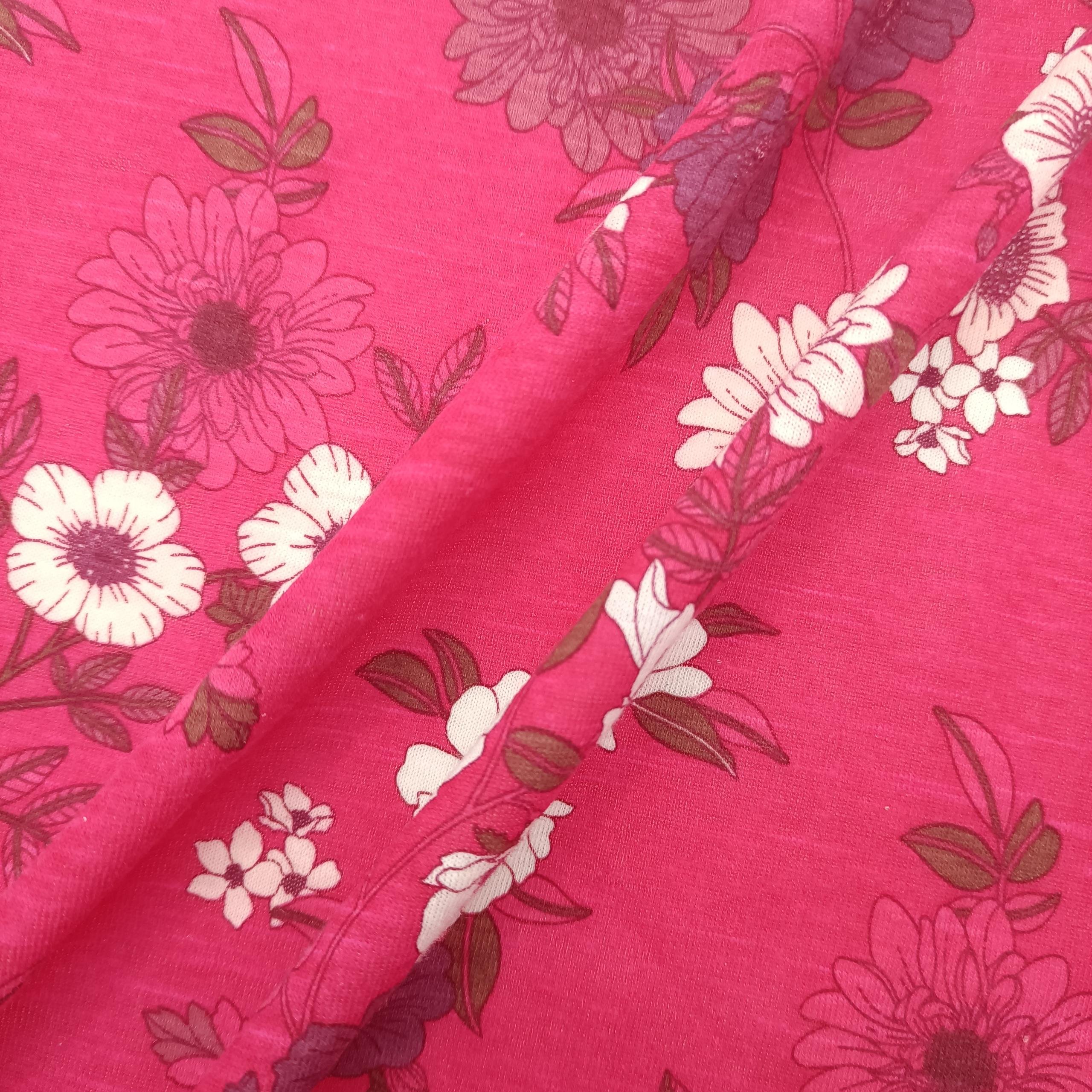 Shaoxing Yunda Custom Pattern 140 Gsm Floral Linen Fabric Knit Jersey Fabric Linen Fabric For Garment