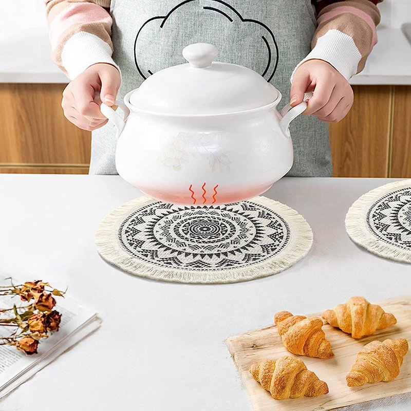Pad With Fashionable Handmade Cotton Placemats Woven Color Cute Placemats Collection