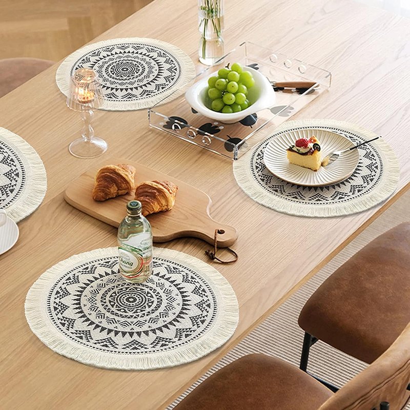 Pad With Fashionable Handmade Cotton Placemats Woven Color Cute Placemats Collection
