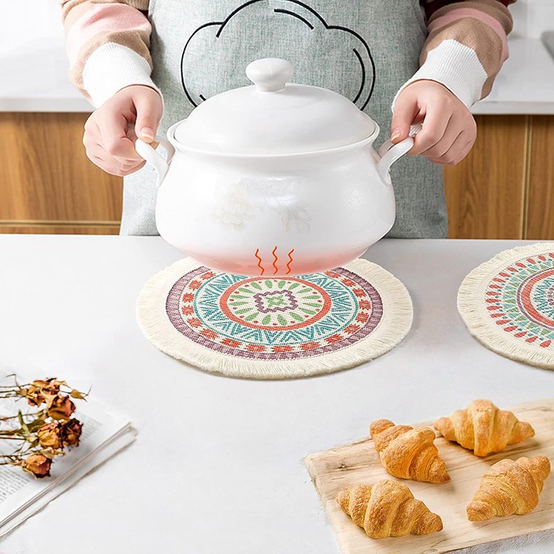 Pad With Fashionable Handmade Cotton Placemats Woven Color Cute Placemats Collection