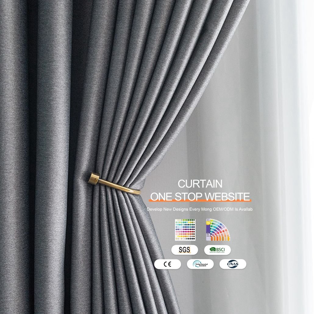 Factory supply linen style two sides same looking 95-99% blackout dim out curtain fabric