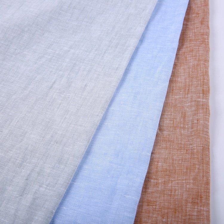 Various color yarn dyed plain style breathable washed turkey pure 100% linen fabric for garment