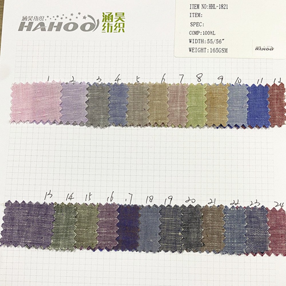 Various color yarn dyed plain style breathable washed turkey pure 100% linen fabric for garment