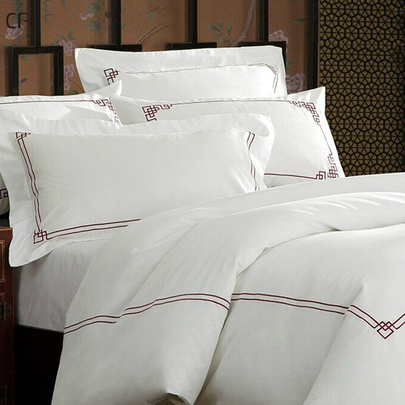 Wholesale price oem customized high quality 100 cotton 5 stars hotel bed sheet bedding set for queen king bed