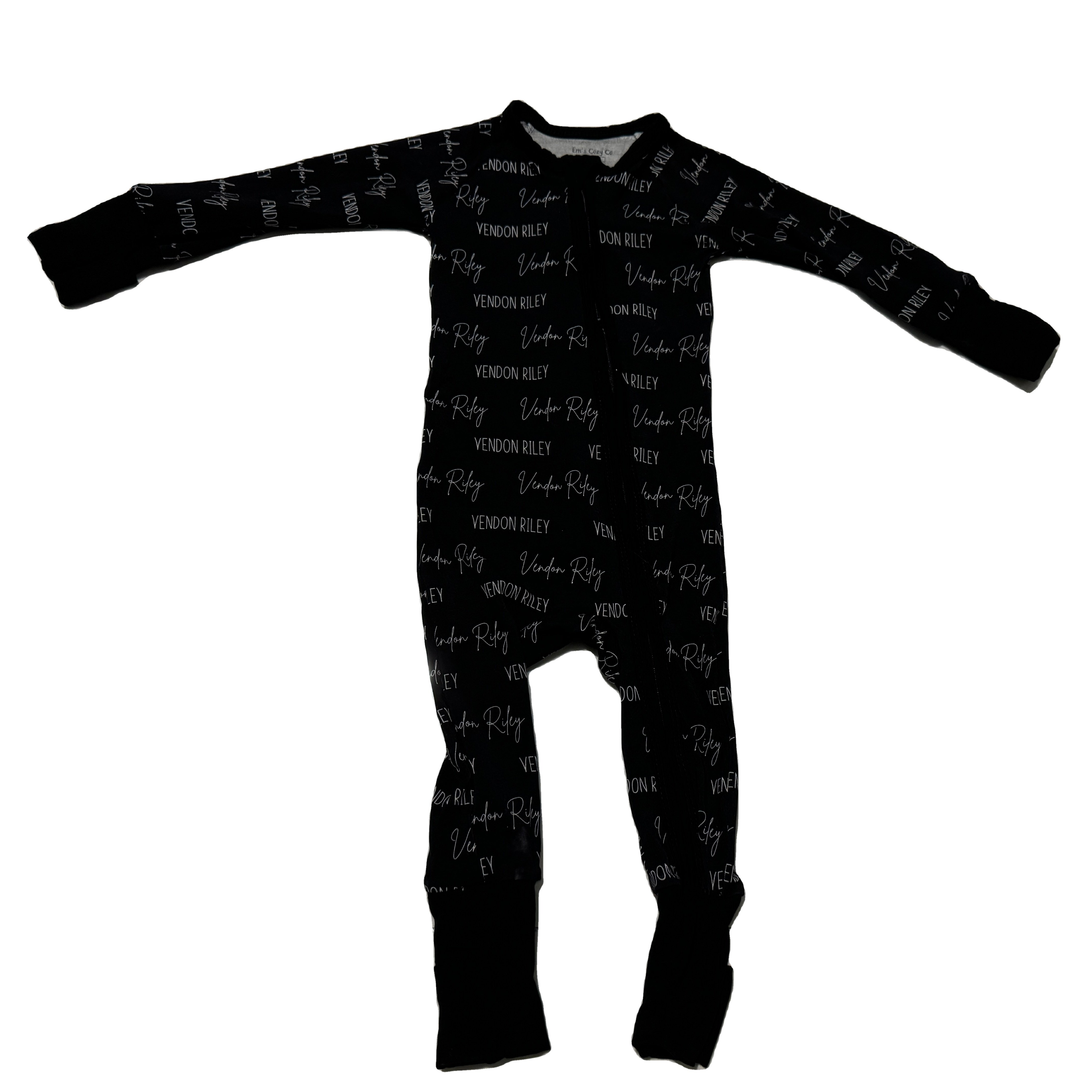 custom name Printed Kid infant bamboo two way zippy sleepwear pijamas romper