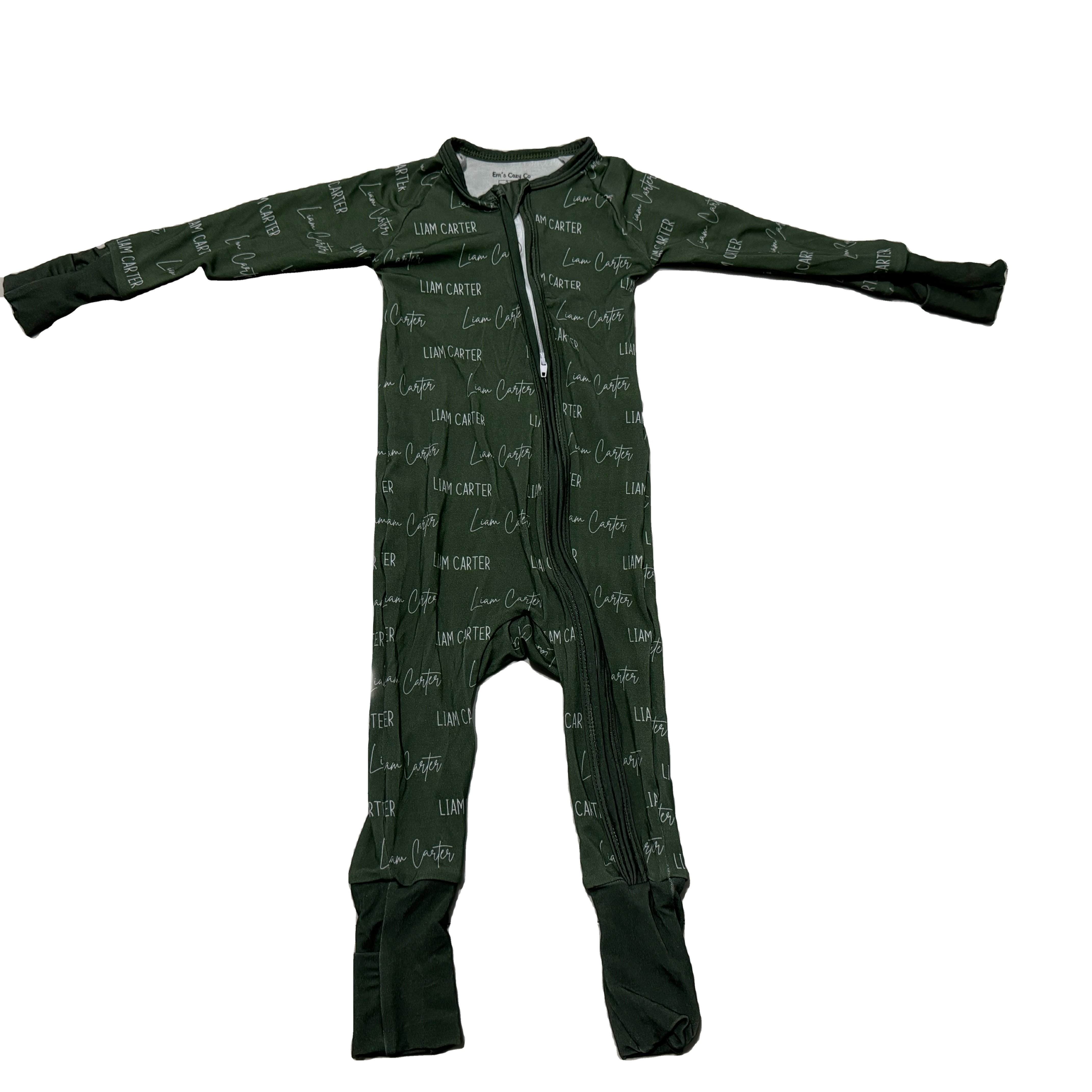 custom name Printed Kid infant bamboo two way zippy sleepwear pijamas romper