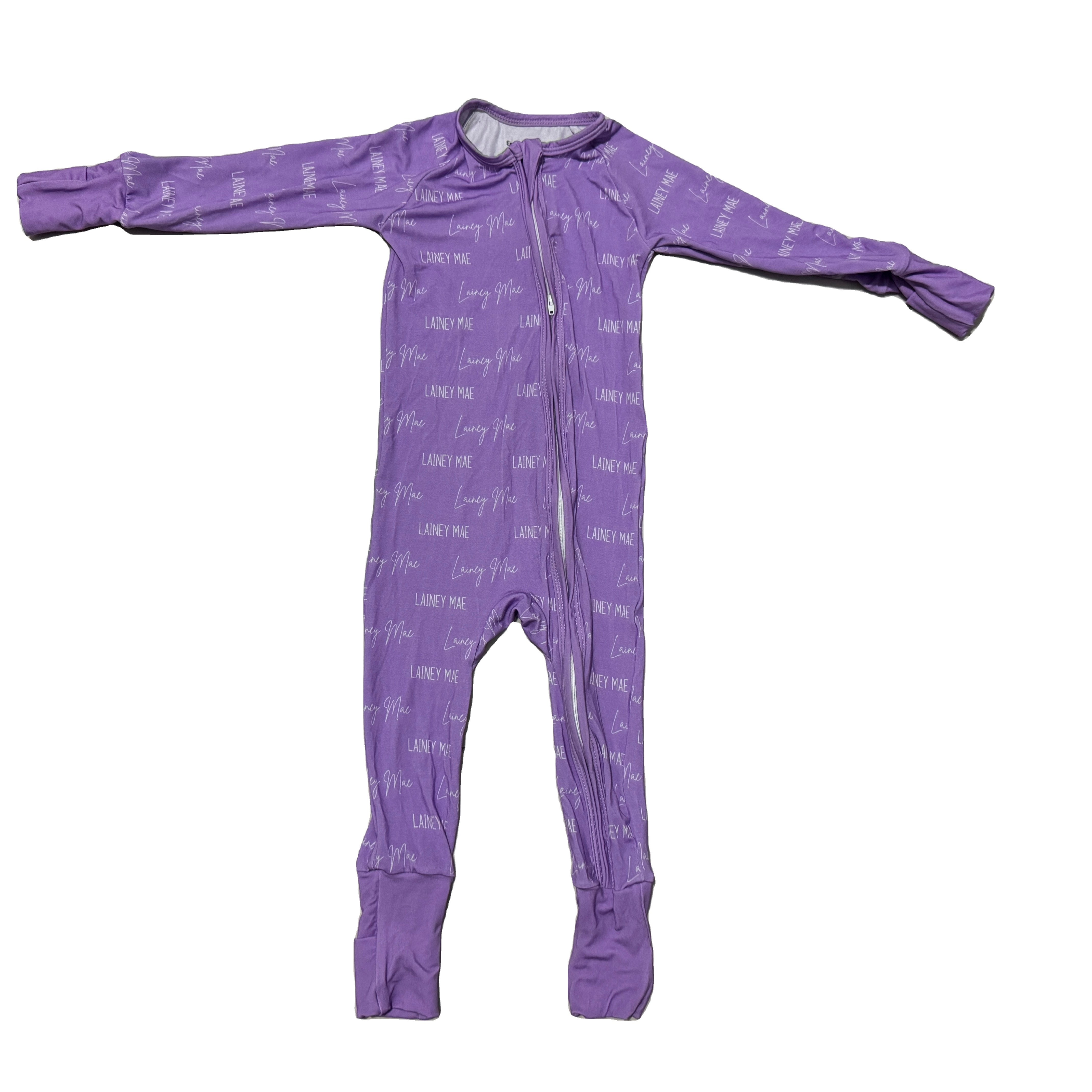 custom name Printed Kid infant bamboo two way zippy sleepwear pijamas romper