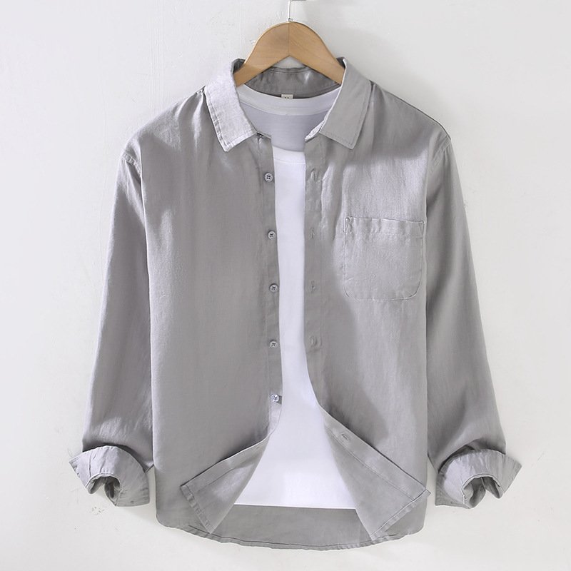OEM / ODM camisas masculinas men's casual clothes 100% linen fabric men european dress shirts for men custom shirt for gents