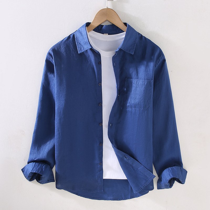 OEM / ODM camisas masculinas men's casual clothes 100% linen fabric men european dress shirts for men custom shirt for gents