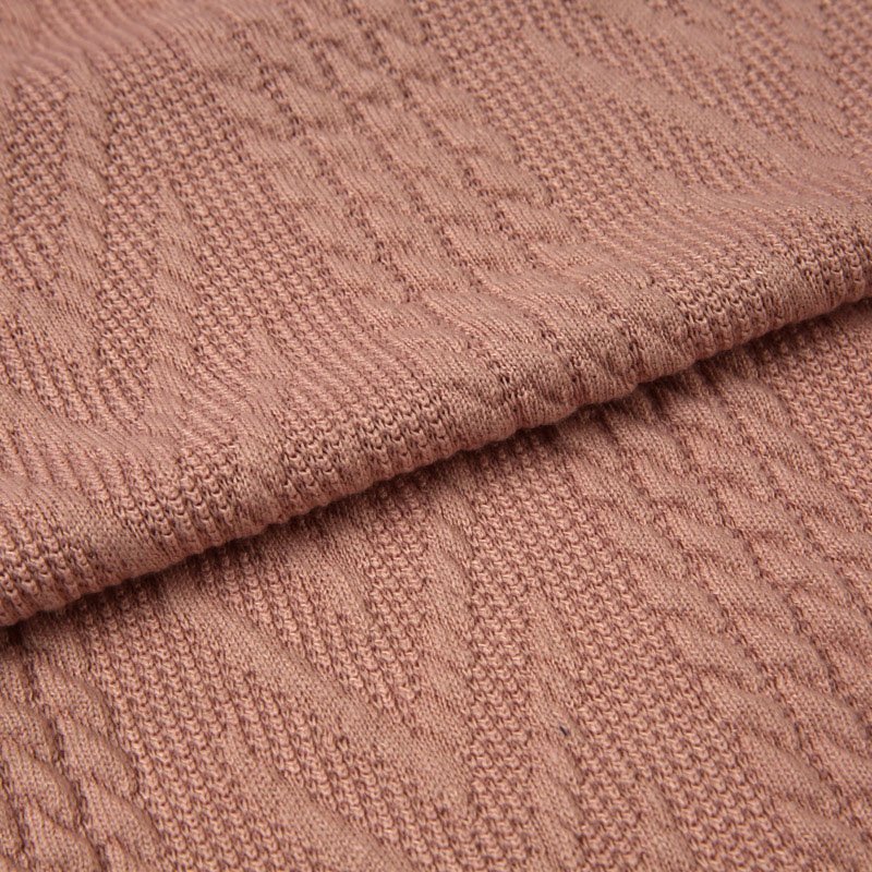 Tweed Twist coarse needle jacquard fabric 240GSM polyester spandex knitted fabric for dress
