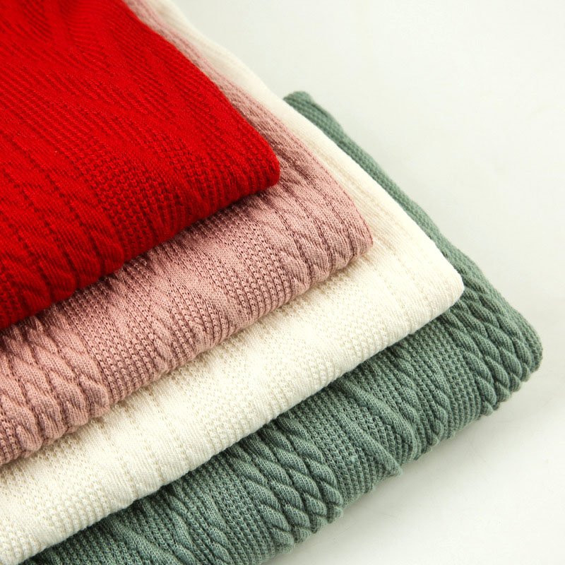 Tweed Twist coarse needle jacquard fabric 240GSM polyester spandex knitted fabric for dress