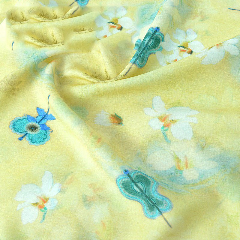 Hemp silk floral pattern Cotton linen Liberty London fabric 20S Digital printing women's dress suspender shirt