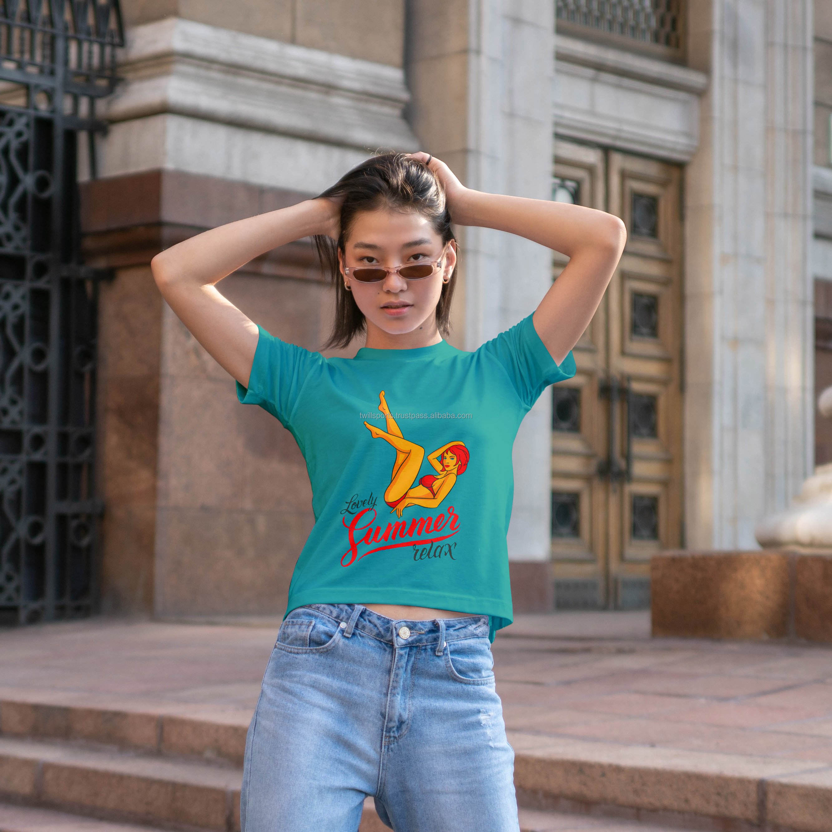 Wholesale In Stock Different Colors 100% Cotton Women Designer T-shirts Custom 200Gsm Female Crop Tops For Women