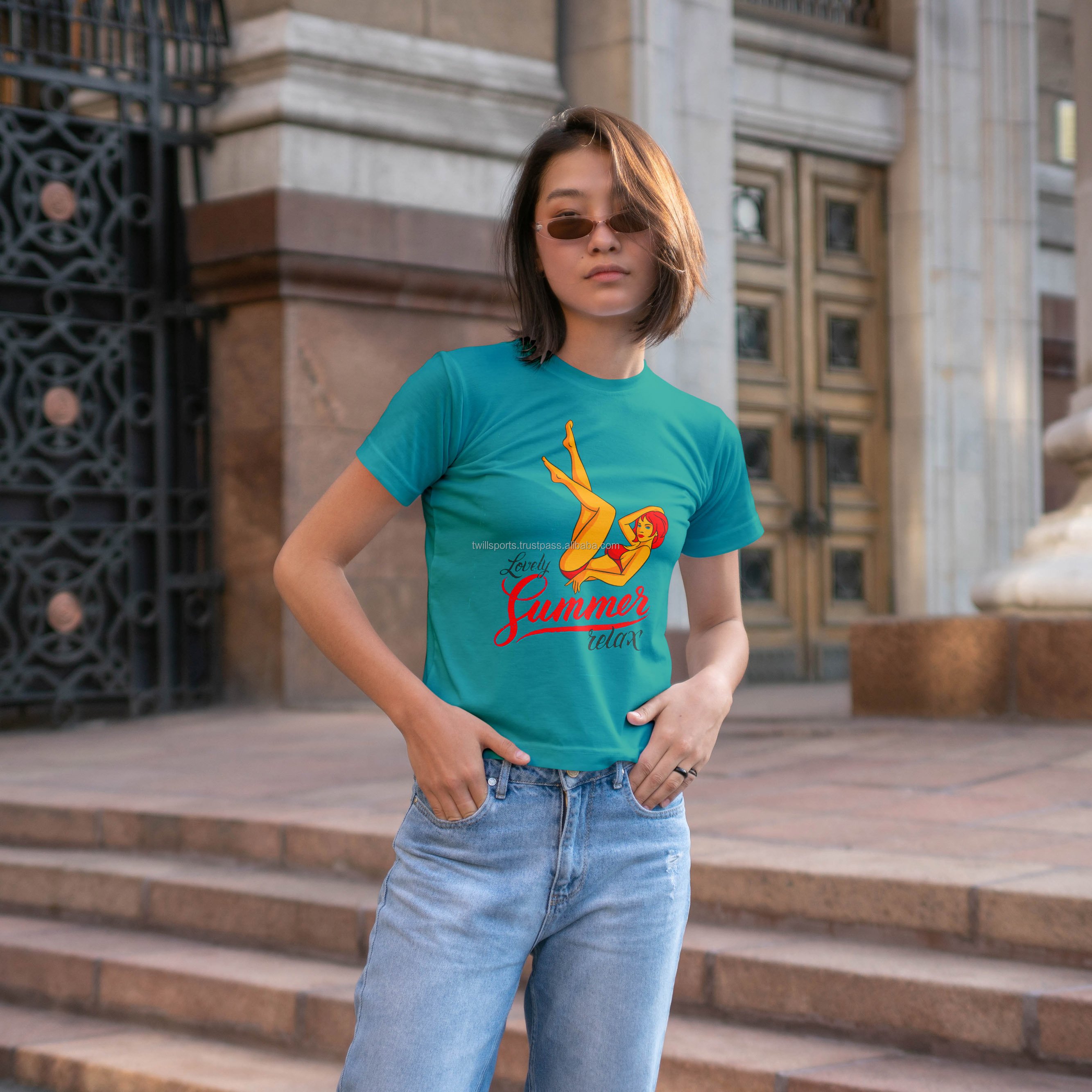 Wholesale In Stock Different Colors 100% Cotton Women Designer T-shirts Custom 200Gsm Female Crop Tops For Women
