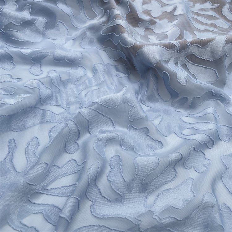 Wholesale spot factory direct selling fabric 100% Polyester solid color fabric big flower jacquard chiffon fabric