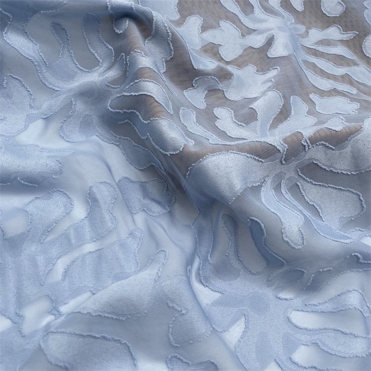 Wholesale spot factory direct selling fabric 100% Polyester solid color fabric big flower jacquard chiffon fabric