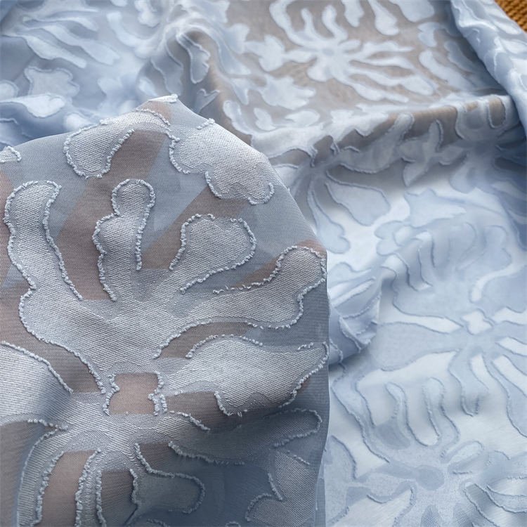 Wholesale spot factory direct selling fabric 100% Polyester solid color fabric big flower jacquard chiffon fabric