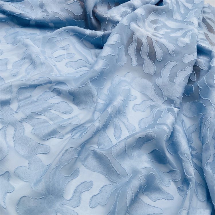 Wholesale spot factory direct selling fabric 100% Polyester solid color fabric big flower jacquard chiffon fabric