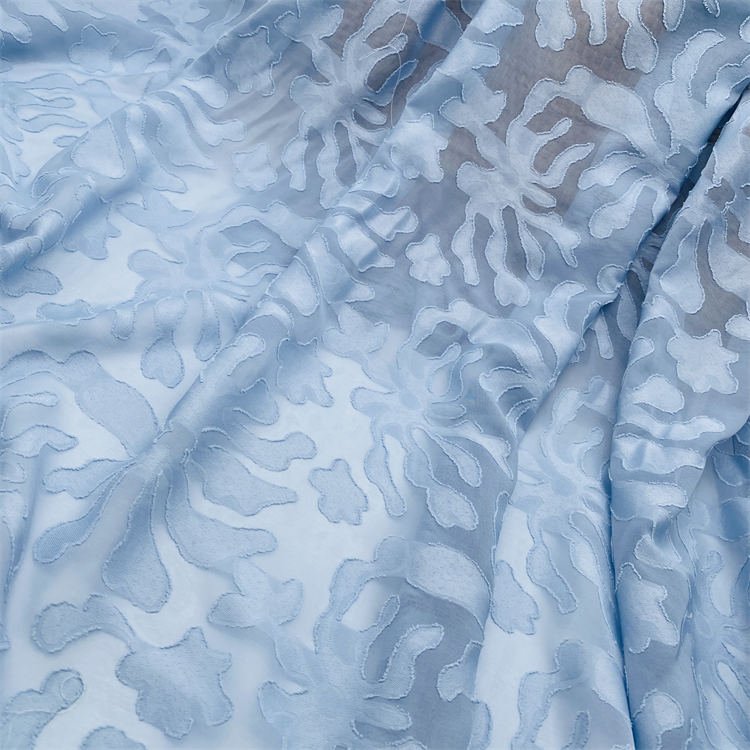 Wholesale spot factory direct selling fabric 100% Polyester solid color fabric big flower jacquard chiffon fabric
