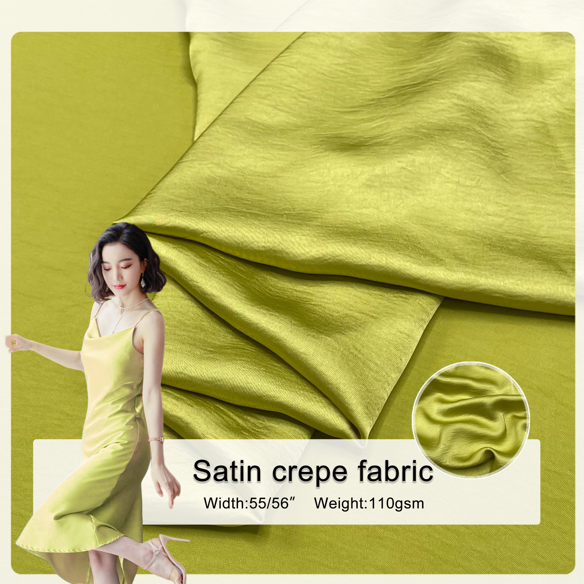 100% Polyester Fabric Quite Shiny Soft Drooping Silky satin fabric for Lady dress, nightwear and abaya