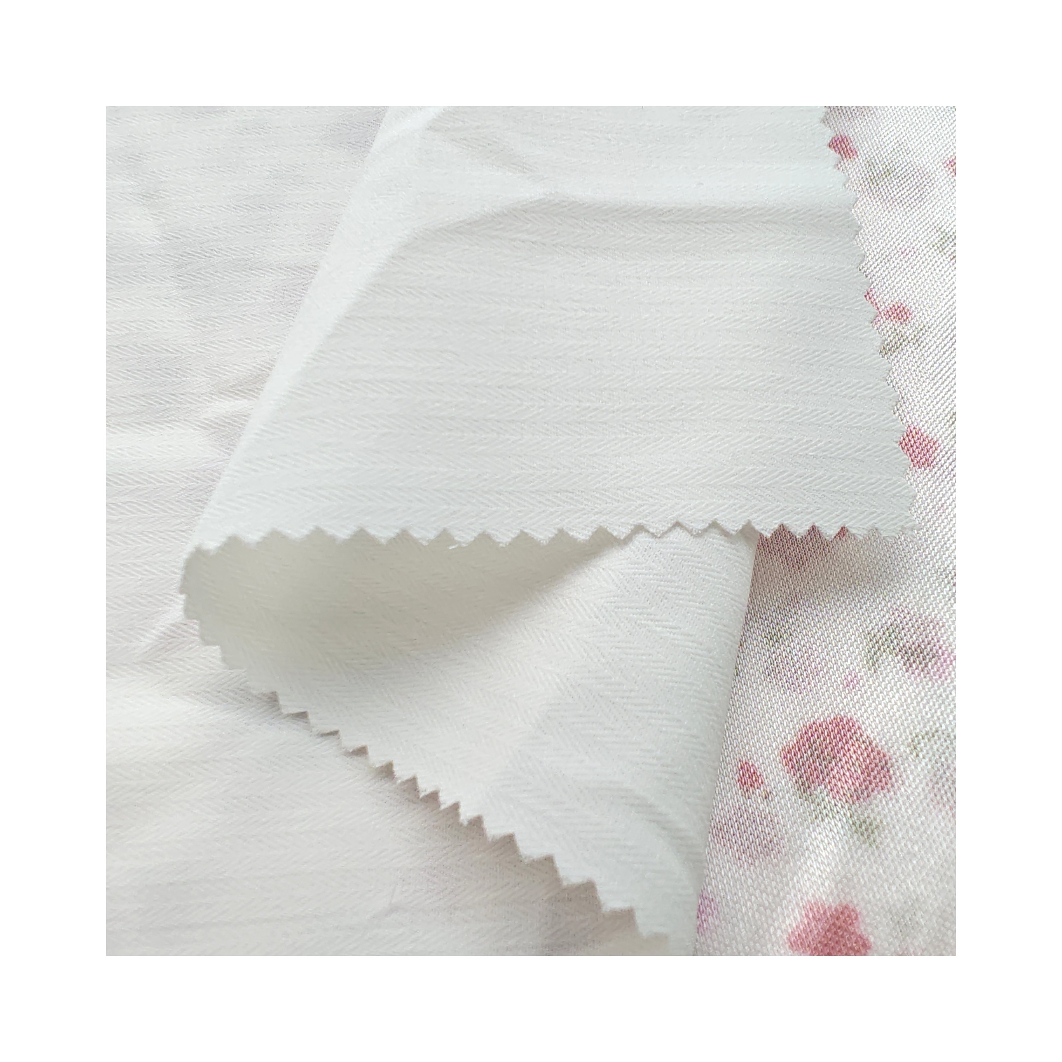 Hot Selling White herringbone twill fabric lightweight 150gsm 100% Polyester fabric For Mens Shirt