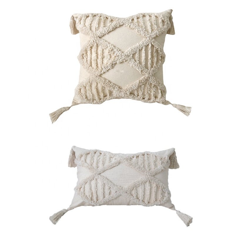 Hot Selling Bohemian Tufted Boho Cushion Cover Set Fringe Pillow Cover Geometric Pillowcase For Sofa