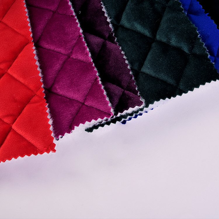 Soft touching 100%polyester navy color diamond quilted velvet fabric for sofa cover