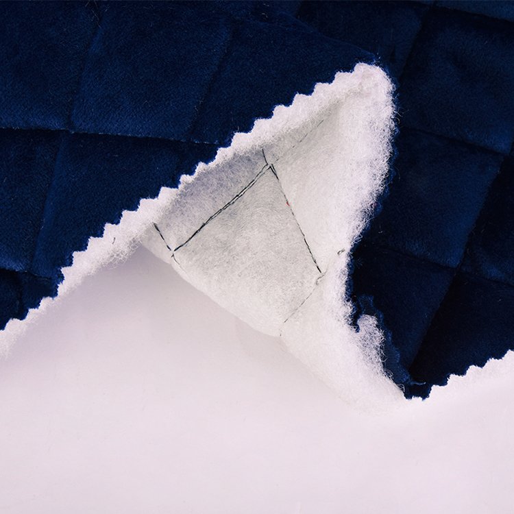 Soft touching 100%polyester navy color diamond quilted velvet fabric for sofa cover