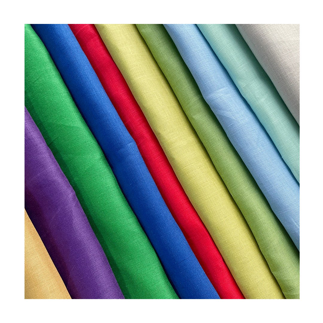 OEKO-TEX wholesale roll custom thick white natural 100% pure linen curtain fabric