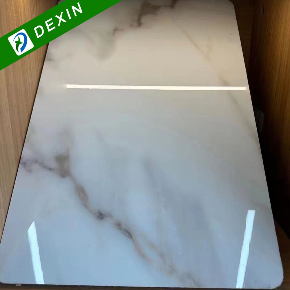 Indoor Decoration Use Waterproof Marble Grain PET Bamboo Charcoal Wood Veneer Wall Panel