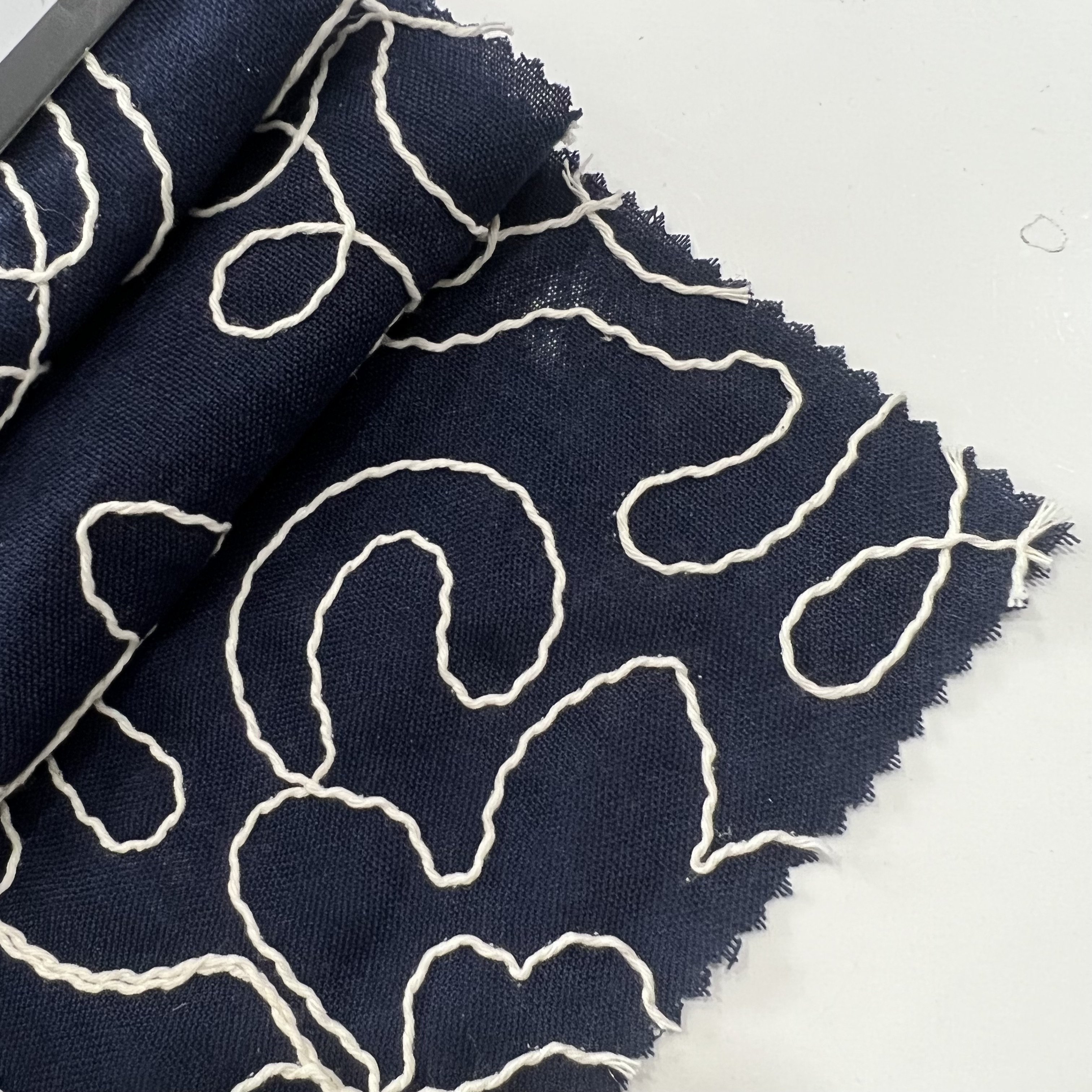 Poly Woven Linen look Embroidery Fabrics