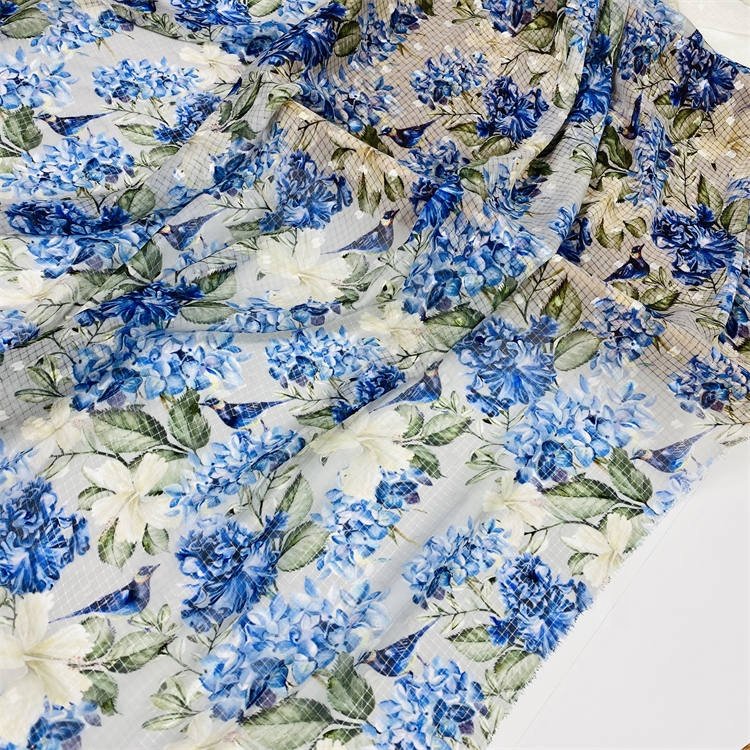 wholesale pure color polaka dot ball jacquard chiffon stock for dress