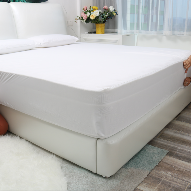 White Bedding Zippered Mattress Encasement Soft Home Use Waterproof Mattress Protector with Bug-Proof Fabric Cover and Zipper