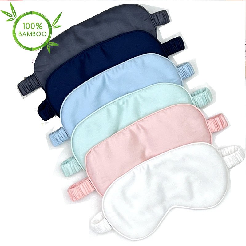 100% Organic Bamboo Large Size Sleep Eye Mask Washable Solid Color Elastic Band For Sleep