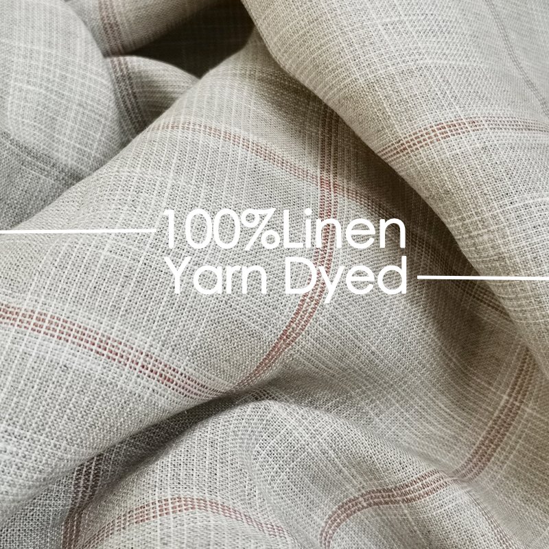 Min orders 100% yarn dyed linen fabric narrow stripes check cloth for women dress 2021 new lady fashion linen shirt