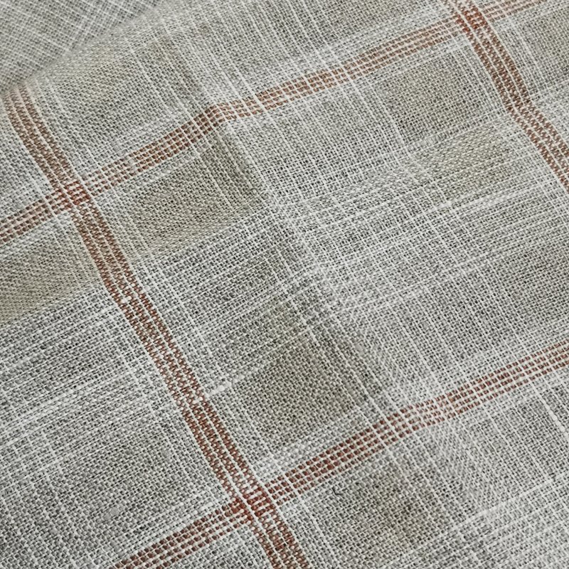 Min orders 100% yarn dyed linen fabric narrow stripes check cloth for women dress 2021 new lady fashion linen shirt