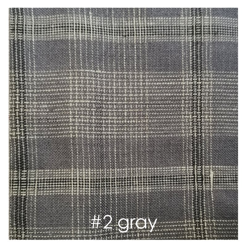 Min orders 100% yarn dyed linen fabric narrow stripes check cloth for women dress 2021 new lady fashion linen shirt