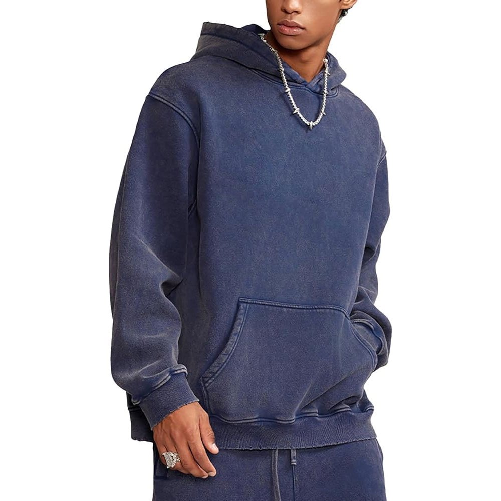 Fast Shipping Oem Manufacturer Wholesale Plus Size Hoodies Cropped Heavyweight 420 GSM Distressed Embroidery Acid Wash Hoodie
